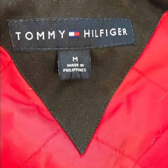 Tommy Hilfiger Men’s Sport Coat Windbreaker Detachable Hood Black Red White M - Picture 9 of 12